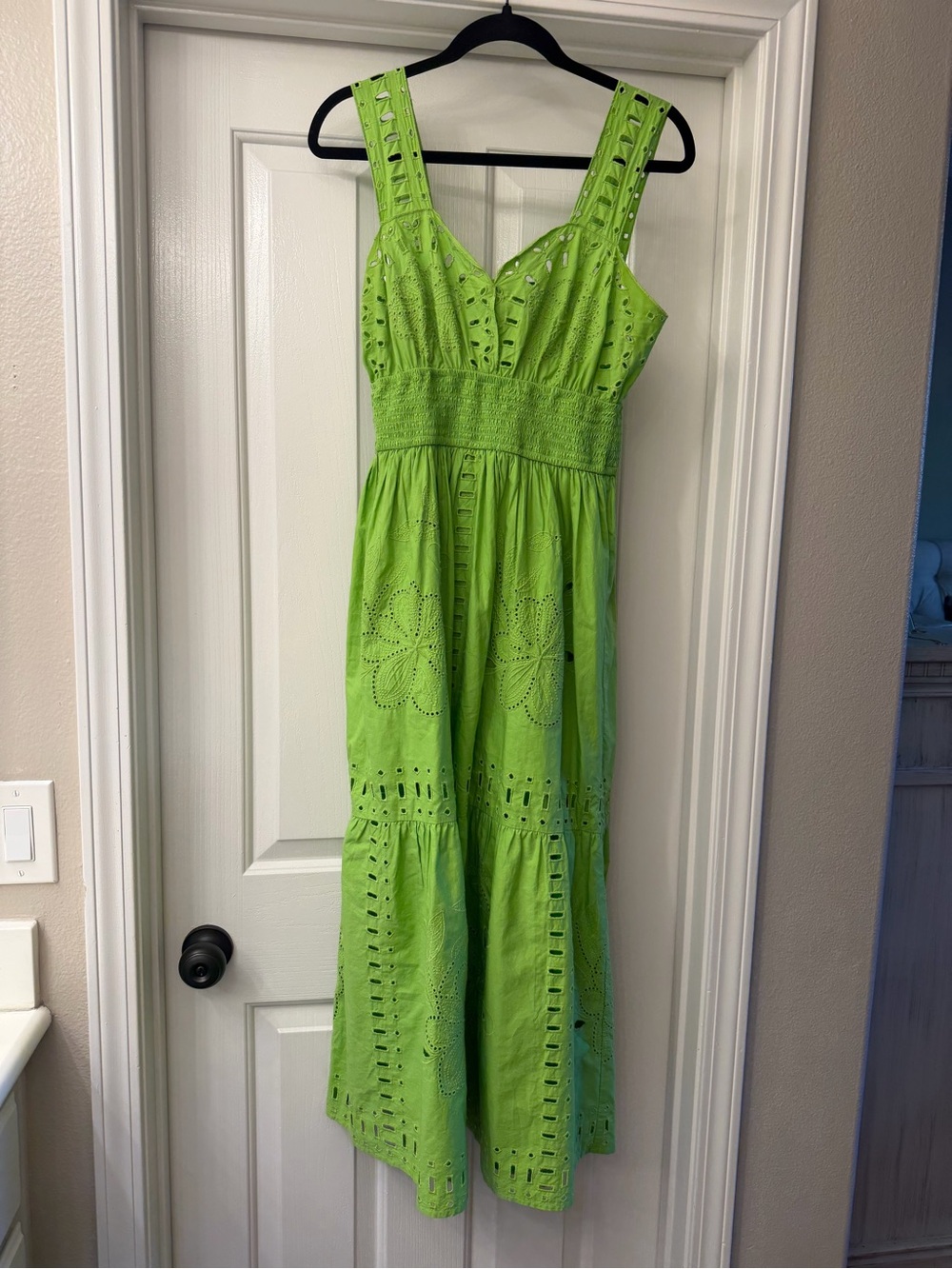 Rails Lime Eyelet Smocked Midi Dress - Picture 6 of 8